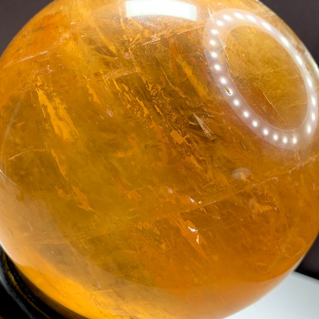 大玉✩蜂蜜の様な色合い♪ギラギラディープゴールデンカルサイトスフィア