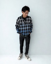 【最短翌日発送】上半身強化設計｜グラデーションチェックシャツ(SH00002)