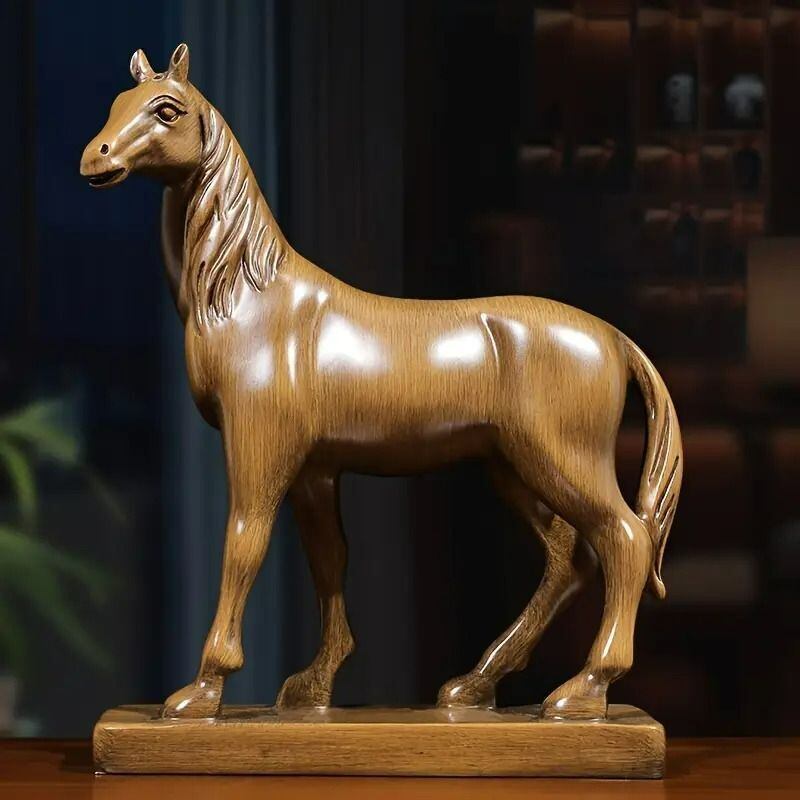 オブジェ 馬 ブラウン 彫刻 樹脂 ホース 置物 お洒落 アニマル うま