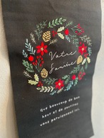 【クリスマス】刺繍タペストリー リースL ブラック