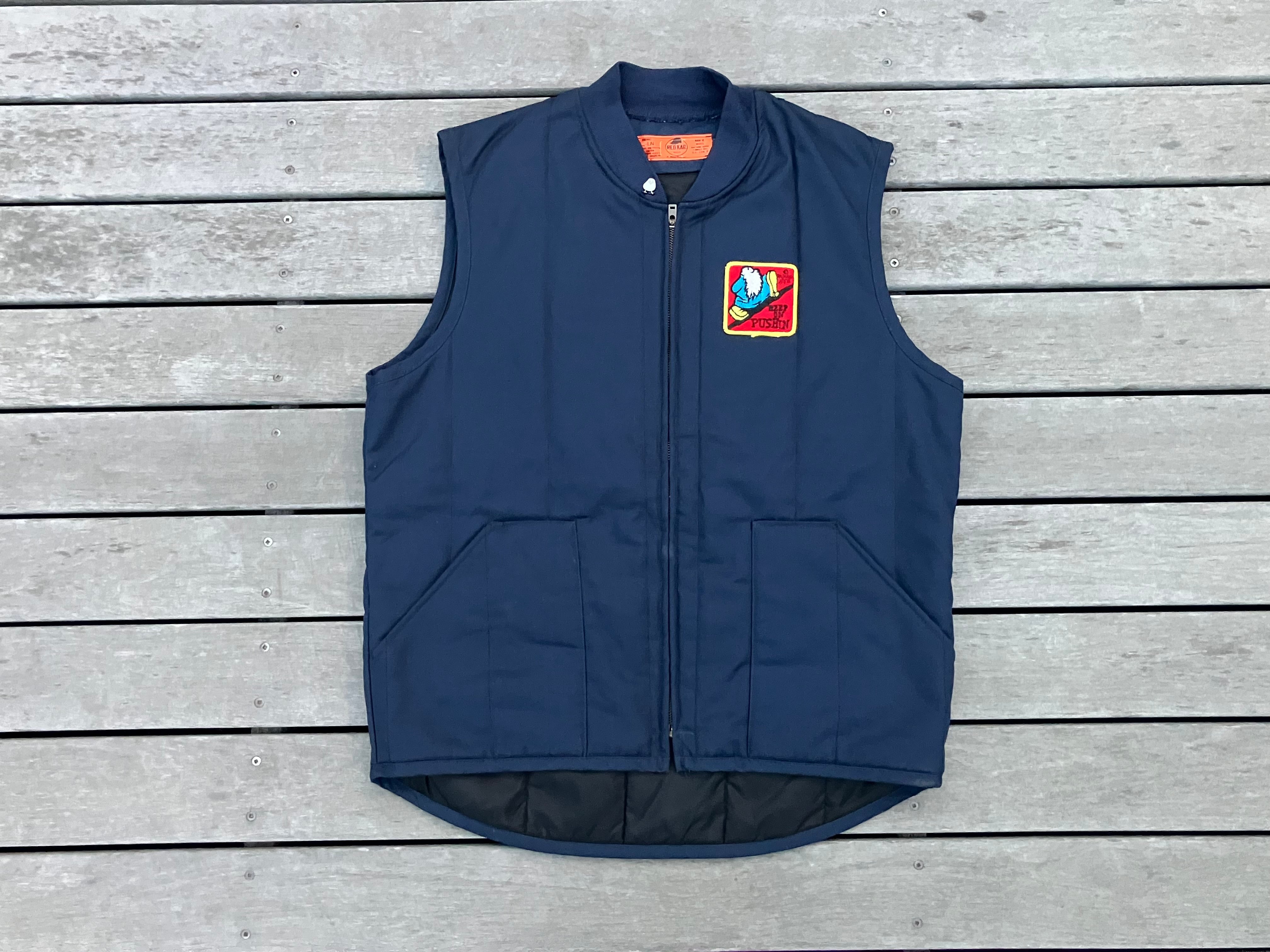 90s RED KAP QULITING VEST L LONG