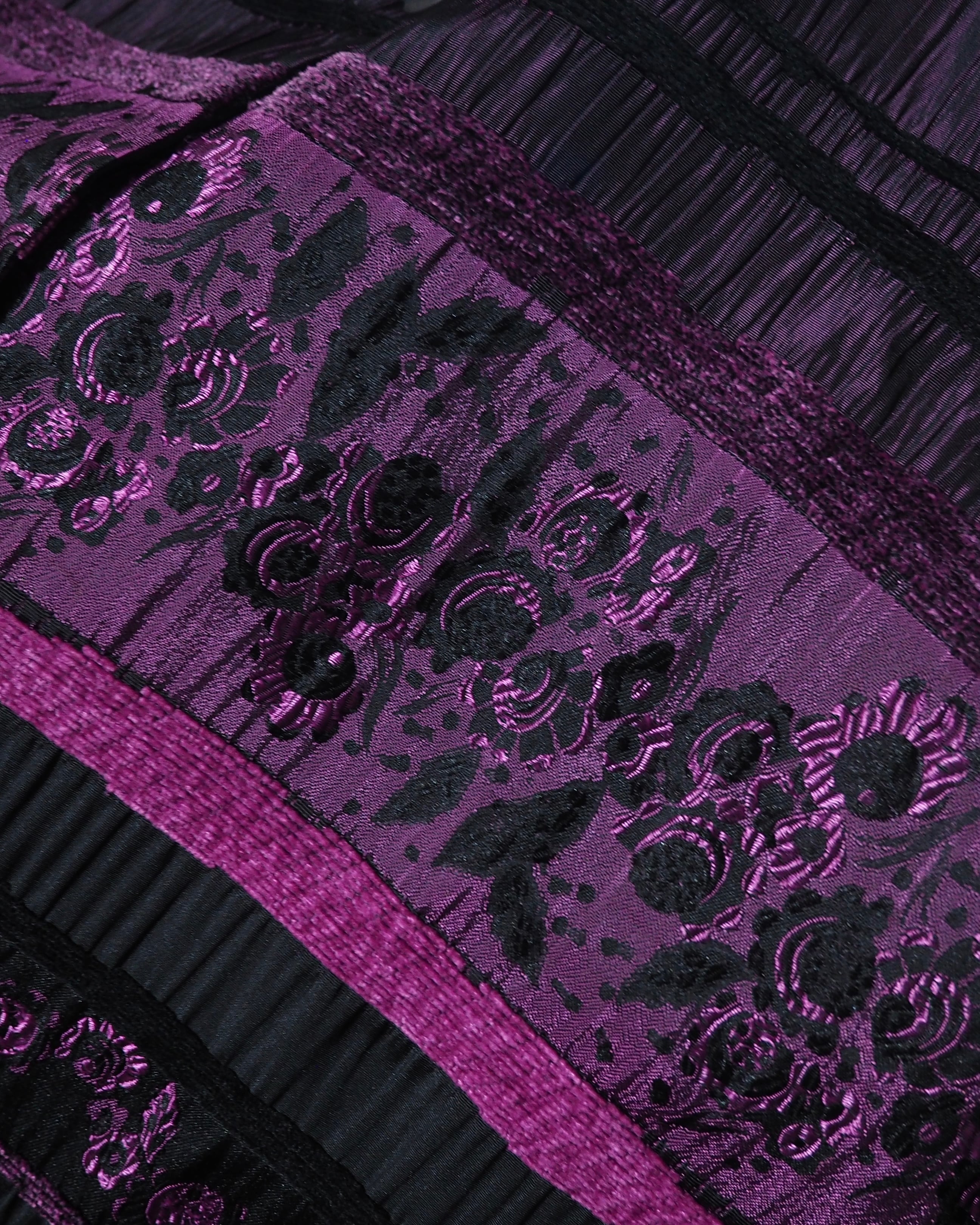 1990s Bewitching Dark purple velours × pleats Switching vintage loose jacket