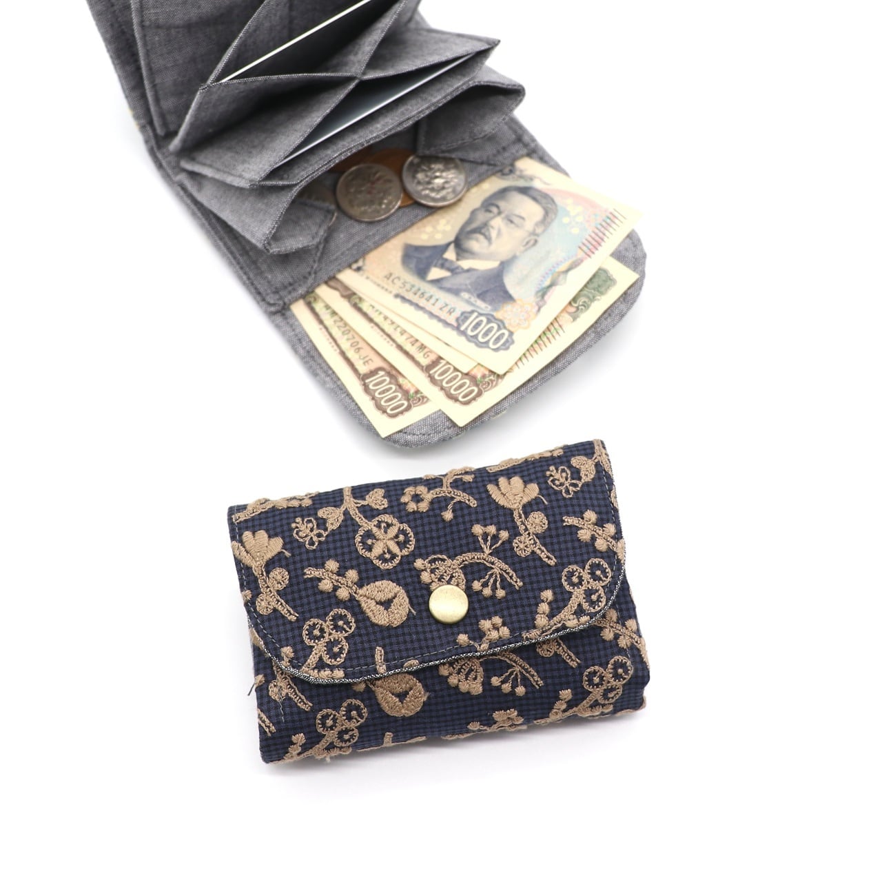 small wallet 小さな財布】ギャルソン財布 チェック&ストライプ×ミナ
