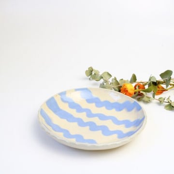 【AOBA POTTERY】 中皿 なみなみ スリップウェア