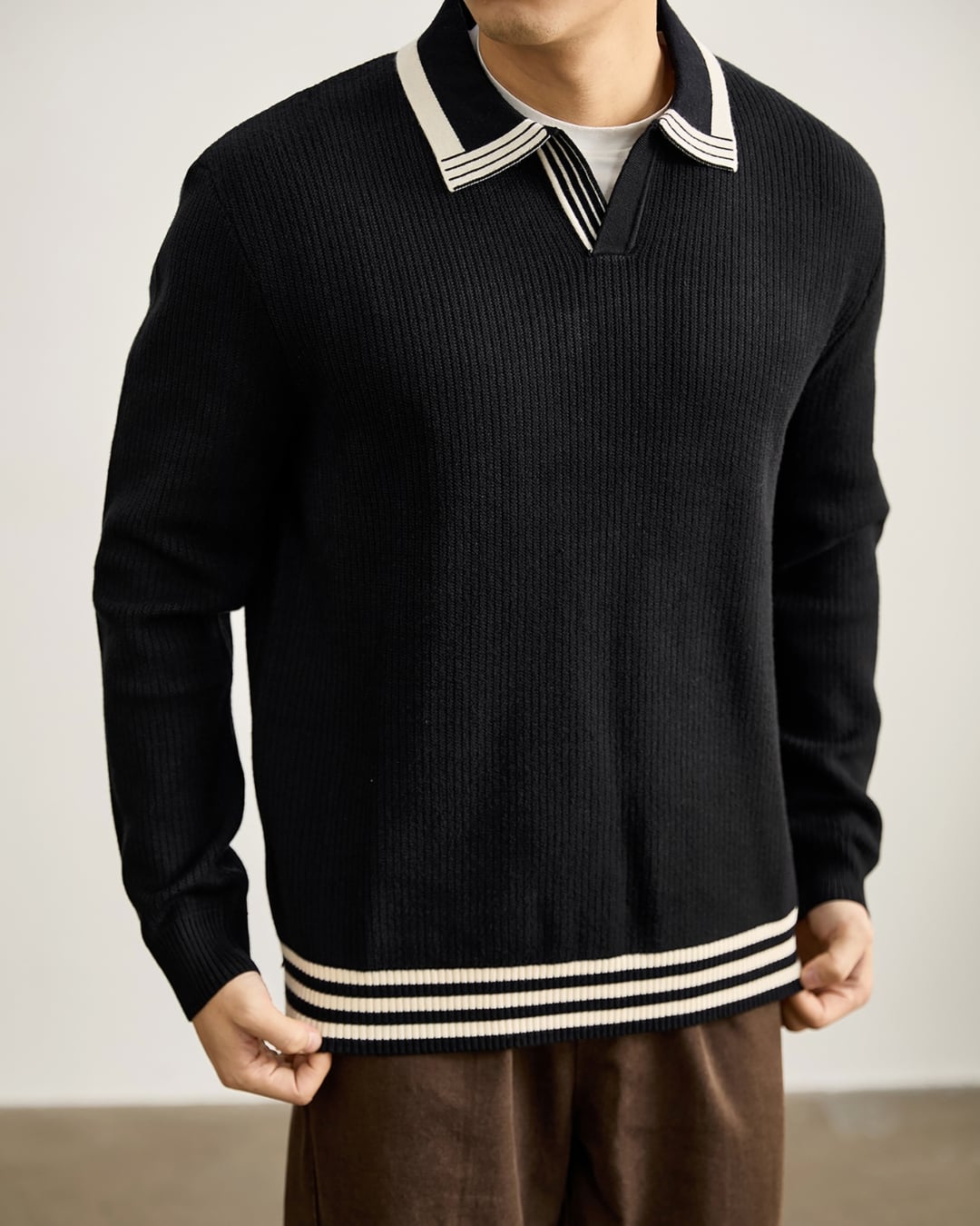 シーガルカラー ニットポロ 2色 A0036