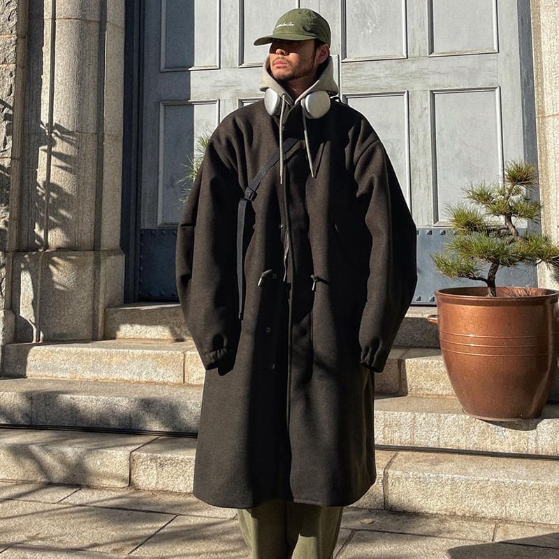 JIAOLANDIフルブラックロングトレンチコート | mblueshop JIAOLANDIフルブラックロングトレンチコート | mblueshop