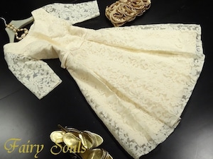 送料無料 未使用 発表会 舞台衣装 パーティ フォ－マル 刺繍 ミディアム ドレス 7号 S [OPN3480]