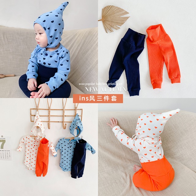 スプリングオータムプリントトップス パンツ ロング 帽子 春物 秋物 超面白いベビーショップ90124570764