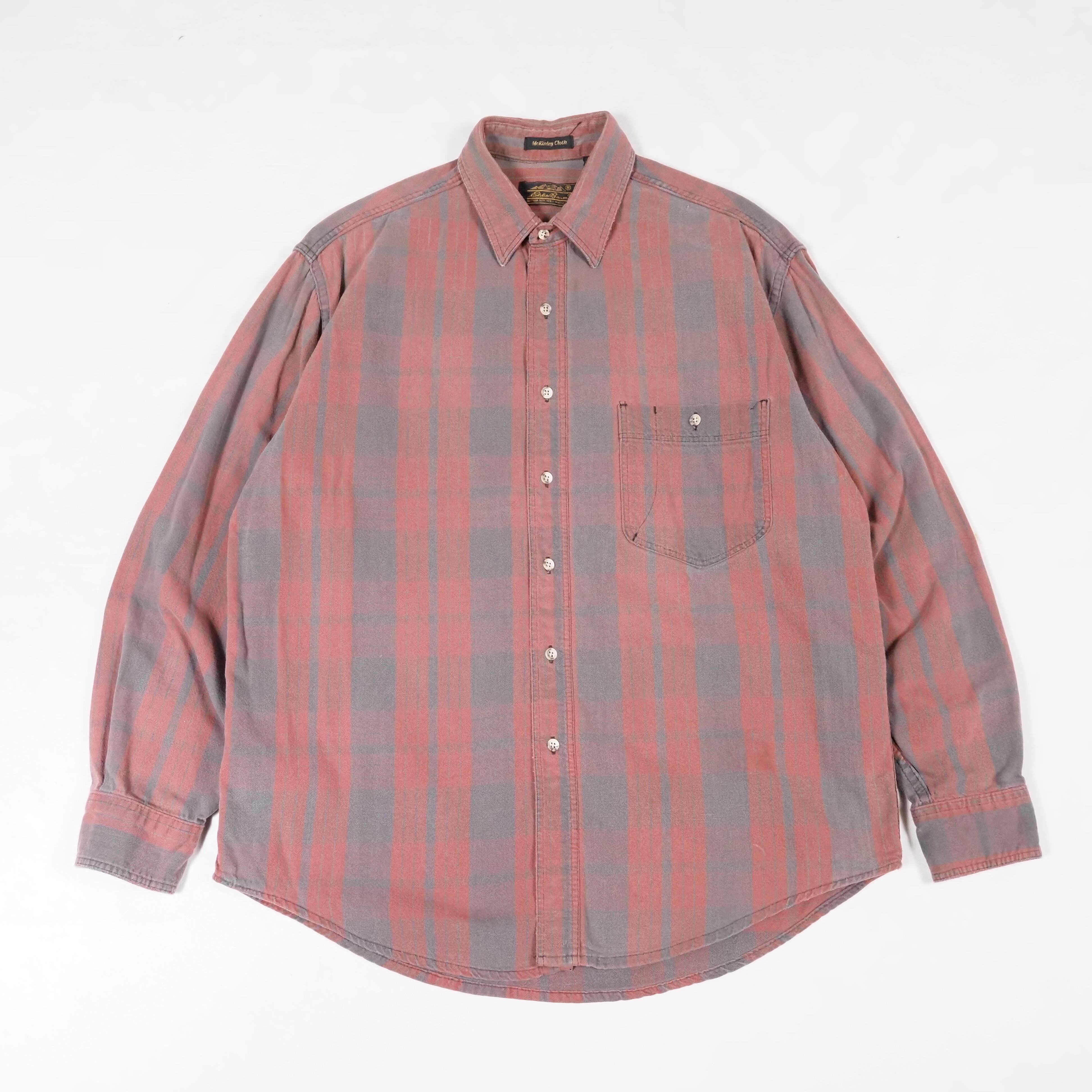 Eddie Bauer ”McKinley Cloth” plaid cotton shirt L 80's USA製 エディーバウアー コットン フランネルシャツ