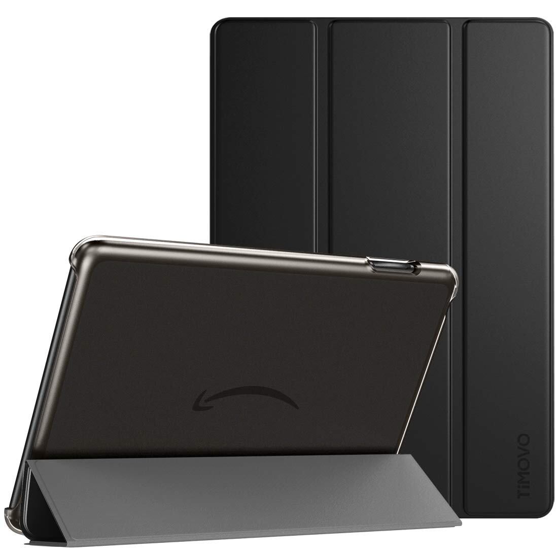 TiMOVO Fire hd 8/Fire hd 8 Plus ケース 2024/2022/2020 第12世代/第10世代 カバー スタンド機能 タブレット保護ケース オートスリープ機能 耐衝撃 傷つき防止 軽量 半透明 PUレザー Black