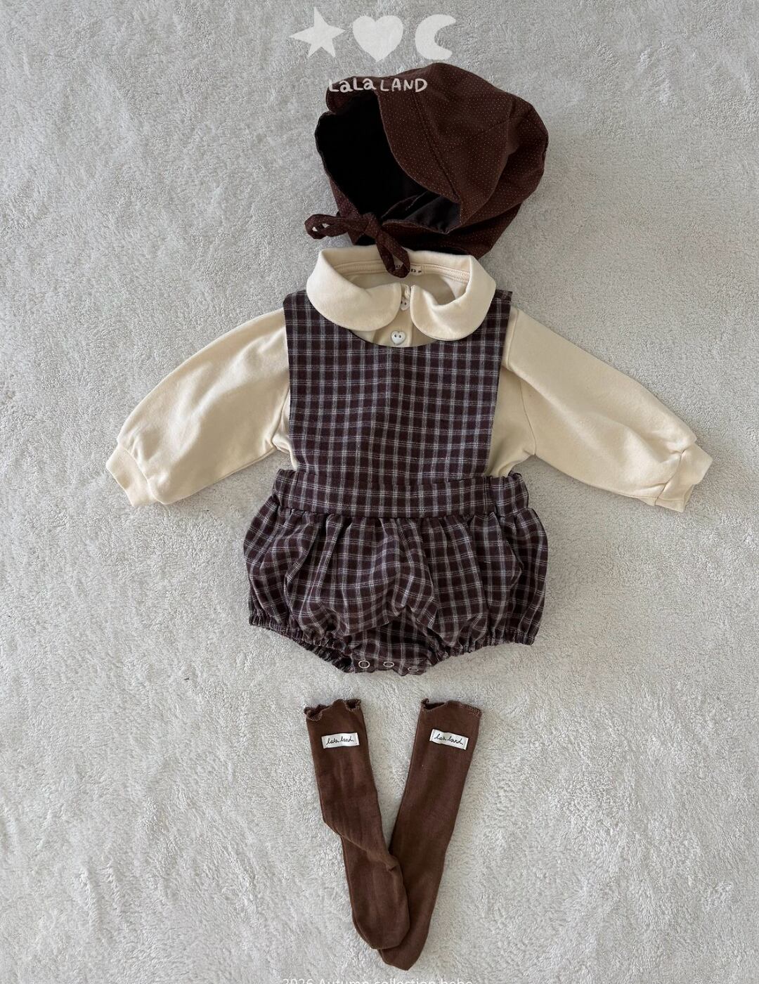 送料無料【予約】/ babyチェックロンパース /lalaland