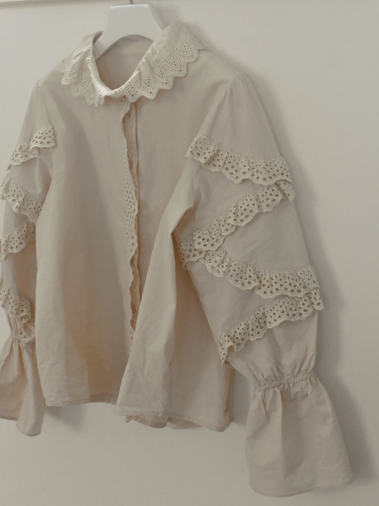 cotton lace blouse（pink beige） Caraサイズ