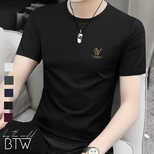 【韓国メンズファッション】接触冷感 半袖Tシャツ シンプル カジュアル ユニセックス 無地  BW2483