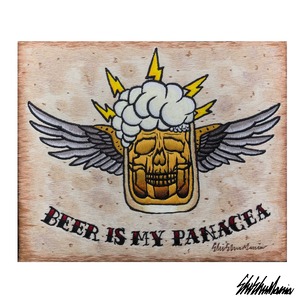 Beer is my panacea刺繍パネル【横振り刺繍】