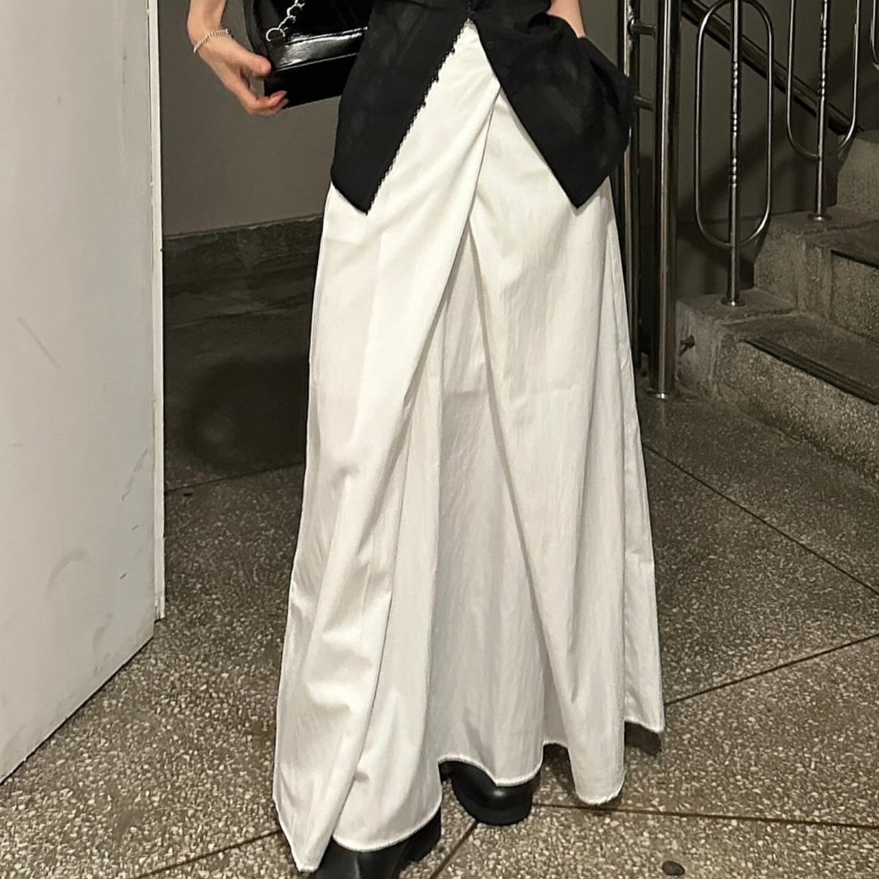 Cover pleat design skirt in 2 colors S995