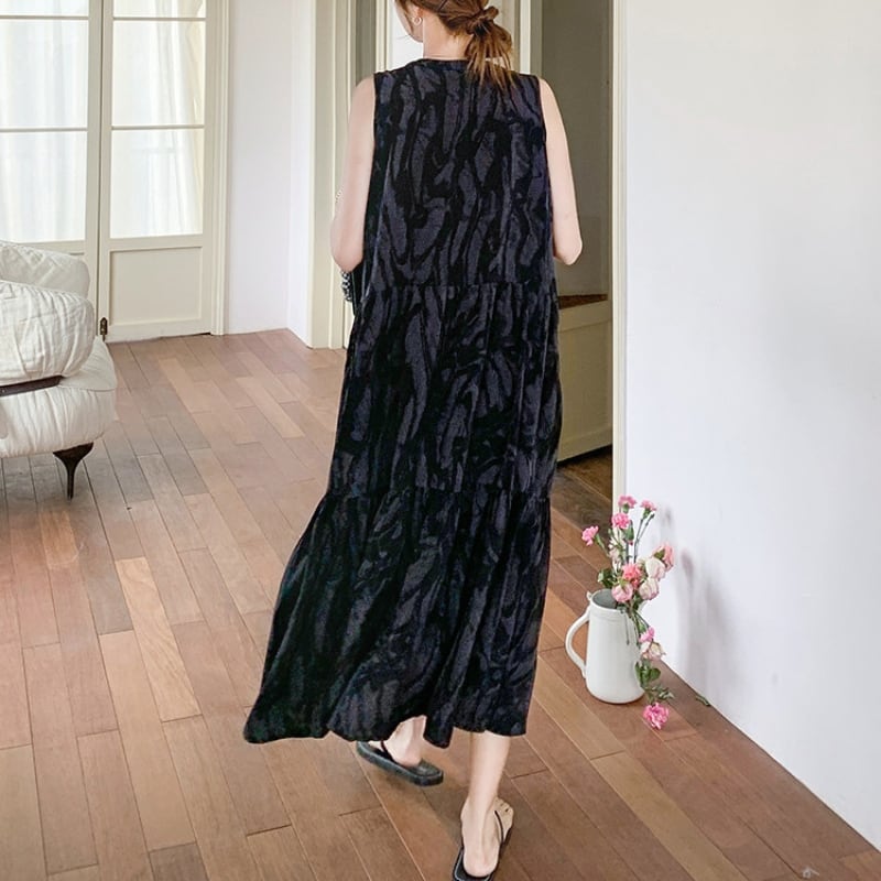 Sleeveless printed tiered one piece 204709