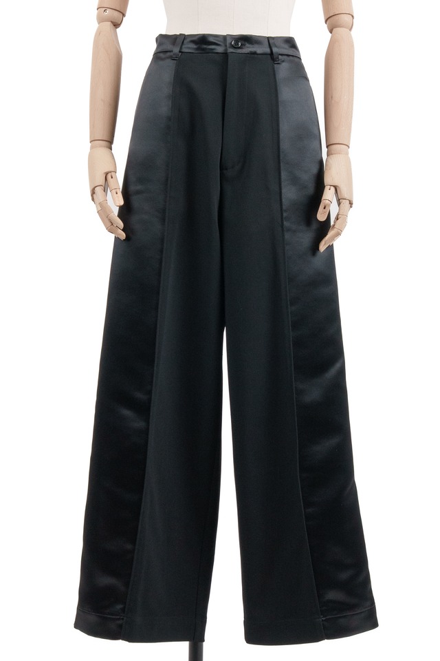 FAKE LEATHER SWITCHING PANTS / BLK
