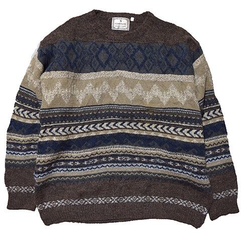 90s USA製 Dany ACRYILC KNIT セーター 総柄 黒 白