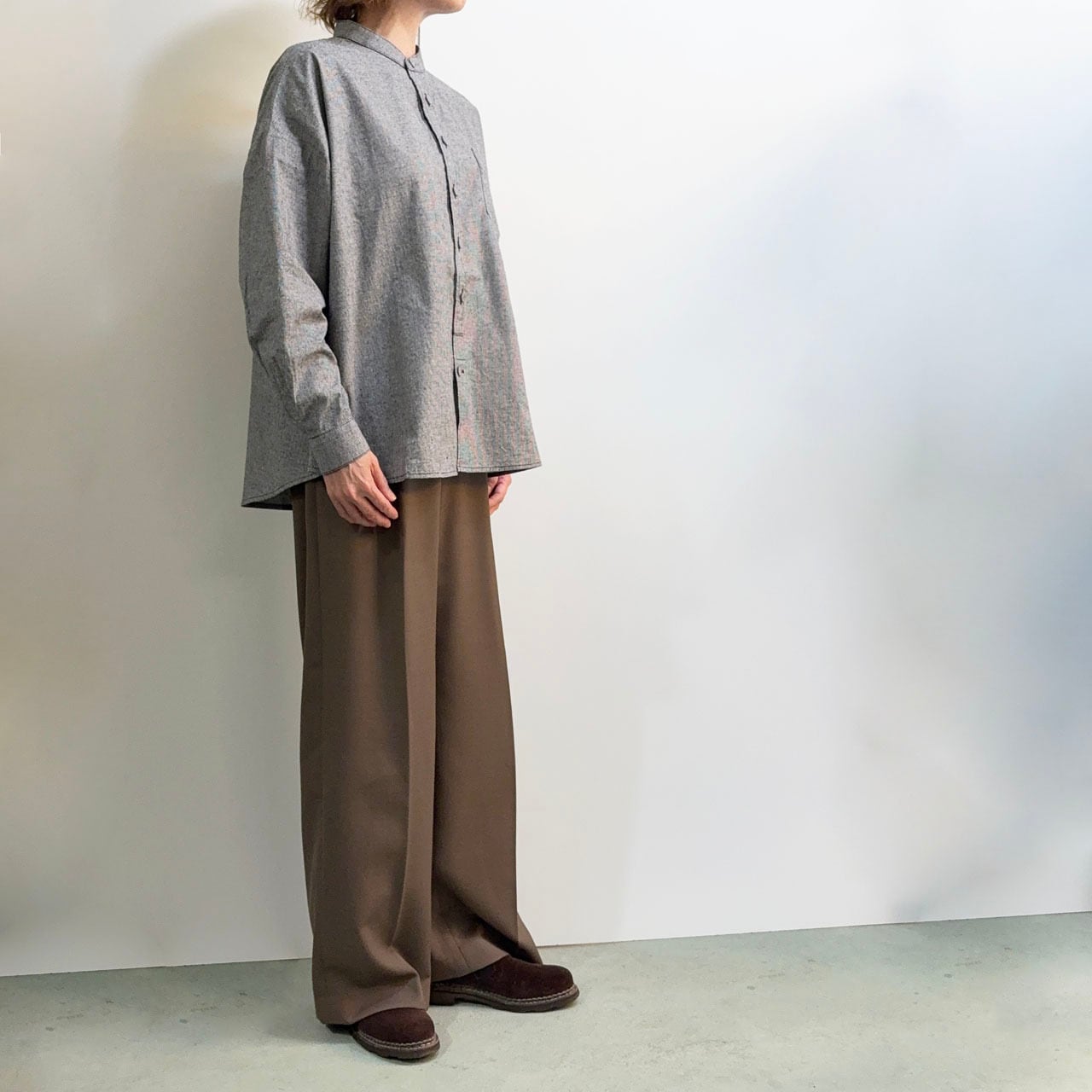 【美品】 sasanqua by trees ブーレットノエルオーバーシャツ Sasanqua by trees サザンカバイツリー BOURETTE NOIL WORK OVER