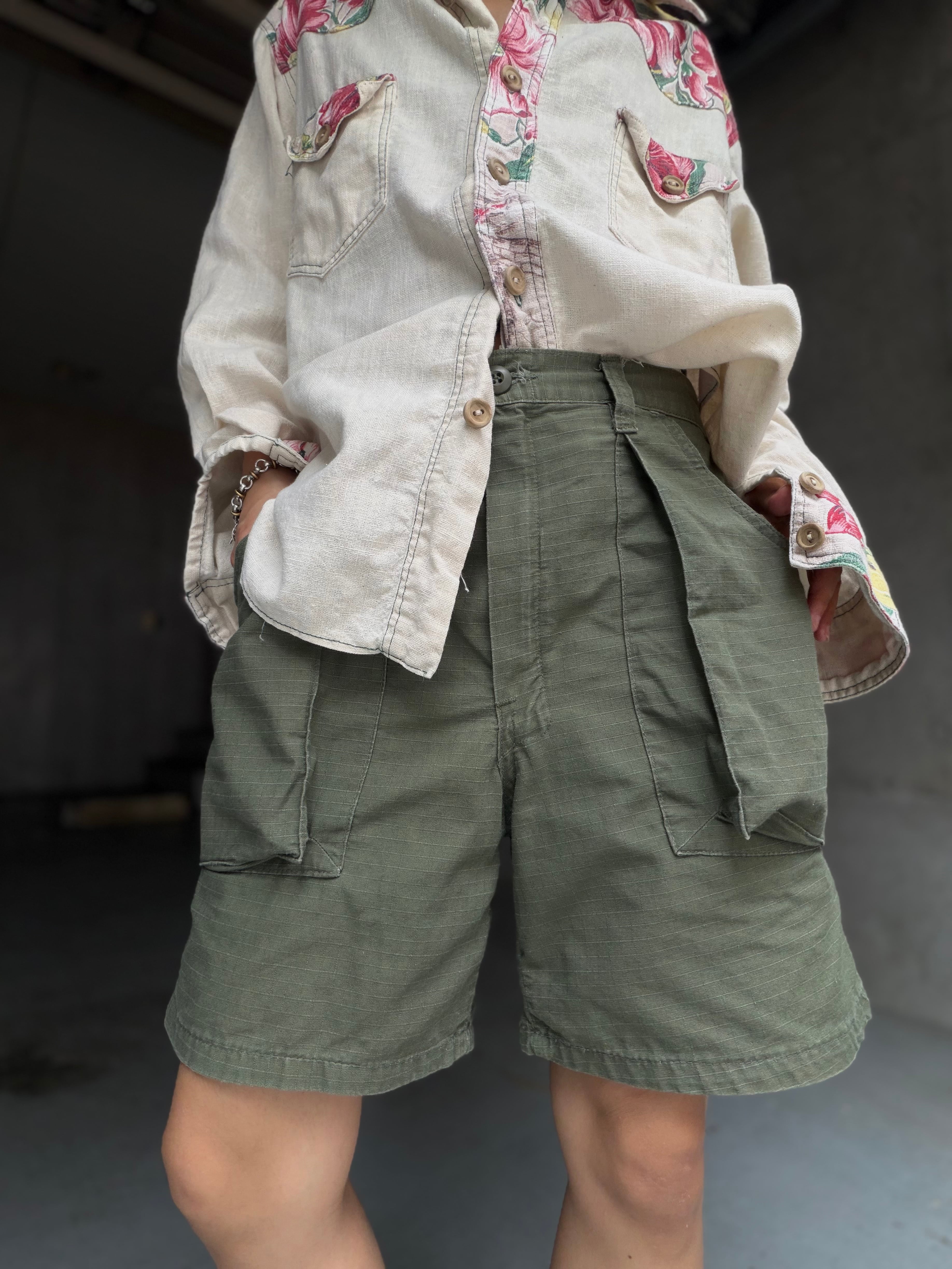 (PT1087)90's Jungle fatigue shorts made in USA