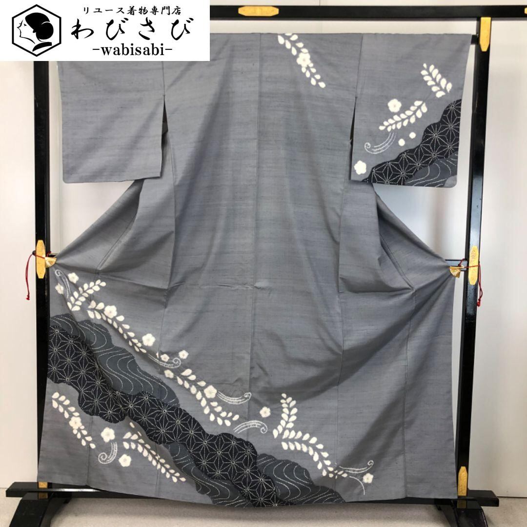 袋帯 作家物 友禅 牡丹の花模様 銀通し 灰白色 O-4568 着物 きもの