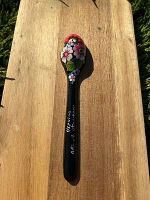 ペトリキフカ塗り　木製スプーン（ホメンコ作) 16cm