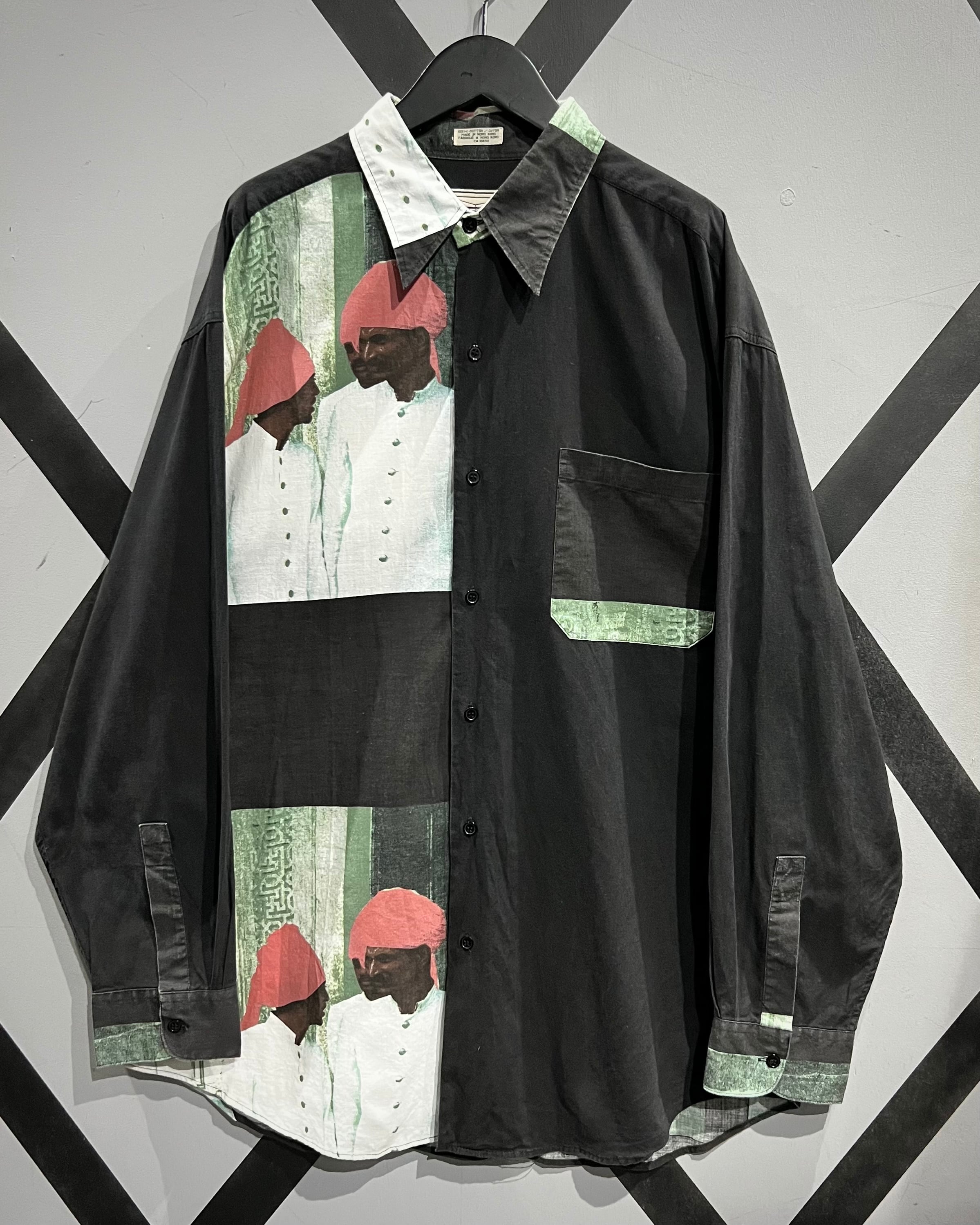 X VINTAGE】Asymmetry Artistic Print Design Loose L/S Shirt | Caka