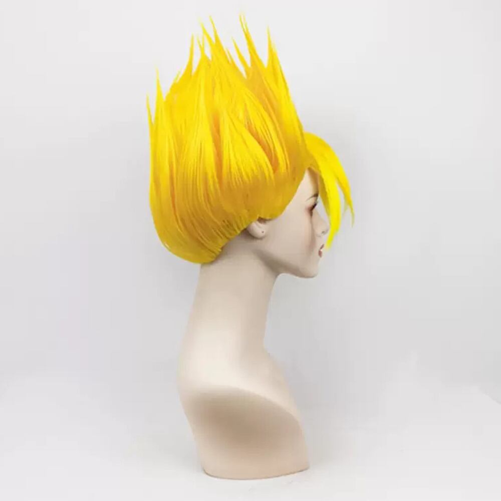 コスプレ耐熱ウィッグ イエロー オールバック 立上げ キャラクター