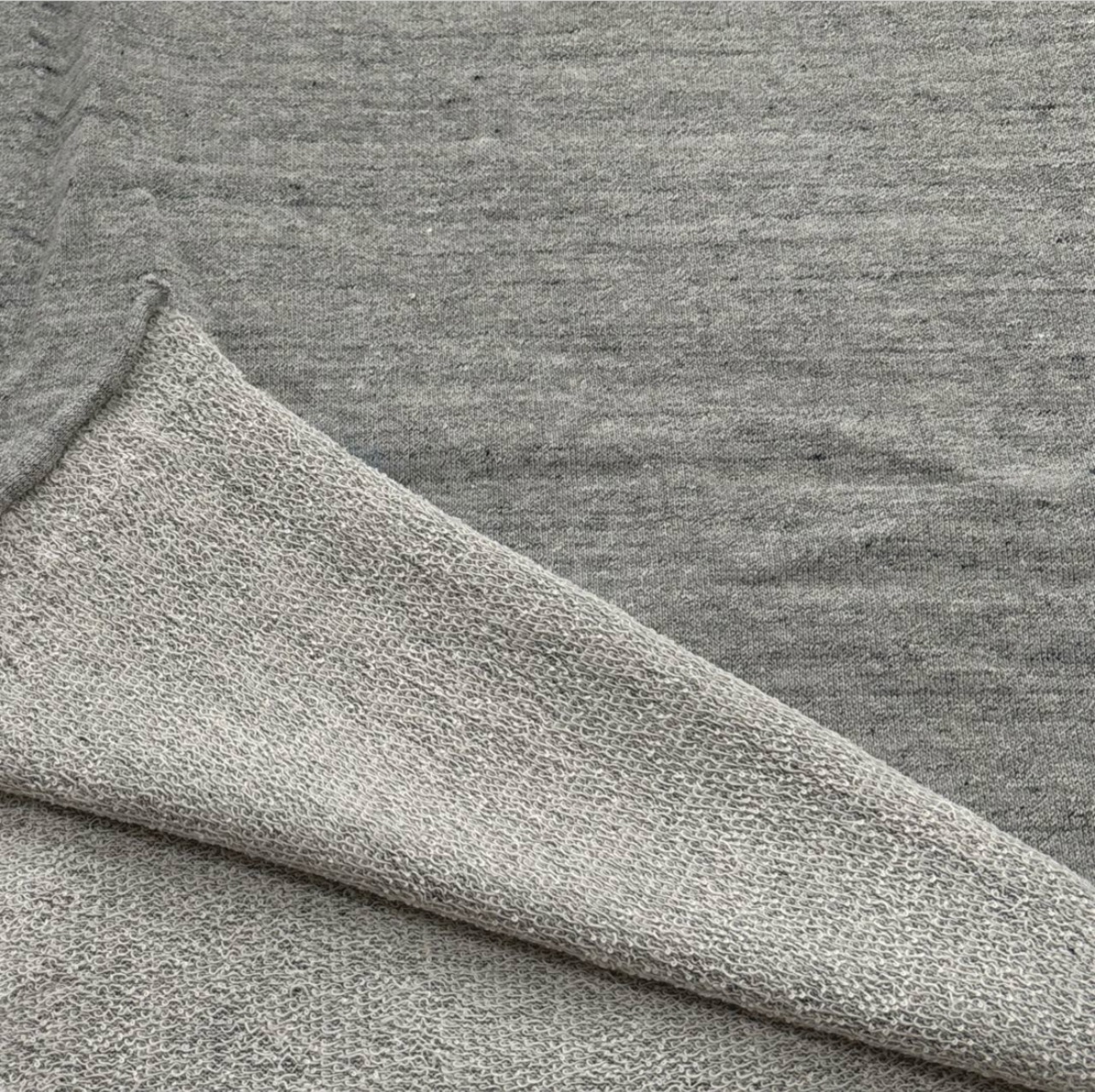 ★TB261◆2m◆綿100%ミニ裏毛ニット生地◆杢グレー