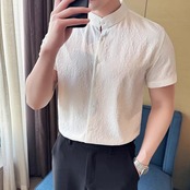 short sleeve stand collar shirt 00307