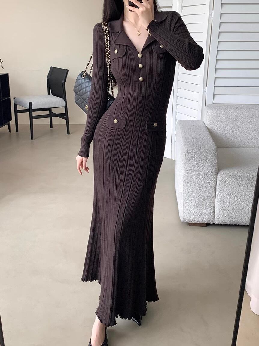 french slim knit dress.3237