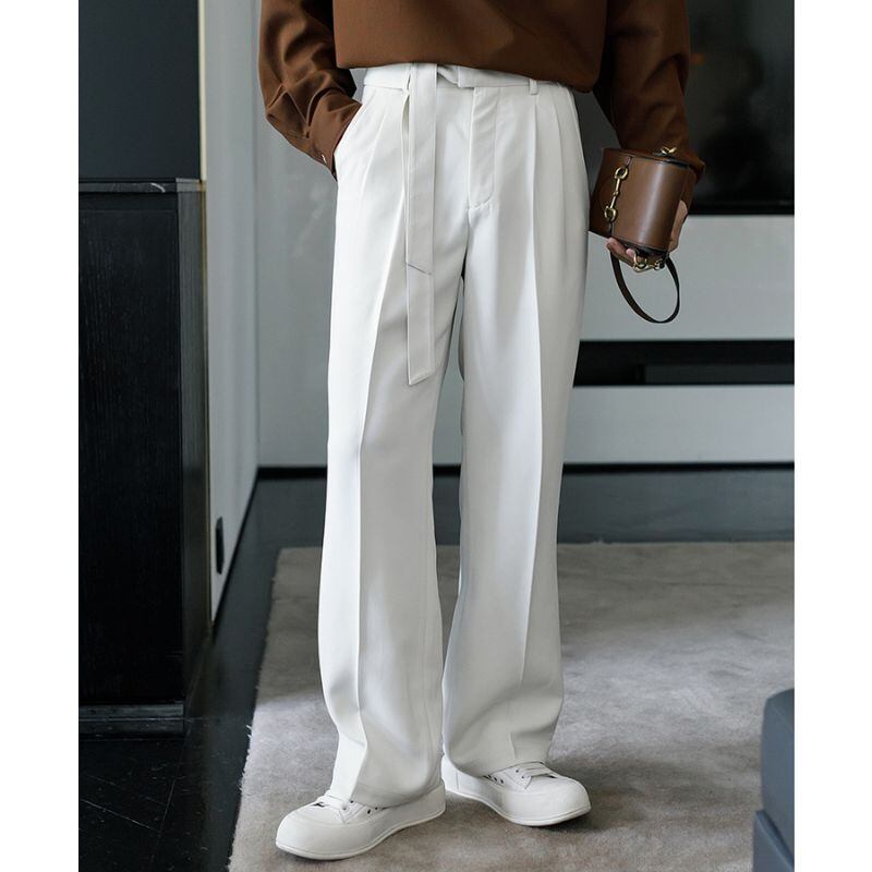 ベルト付きツータックストレートパンツ C10273