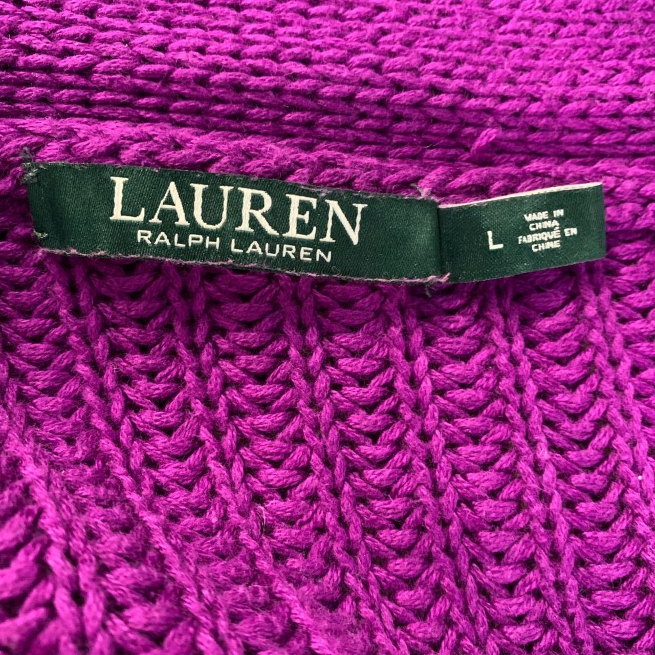 LAUREN RALPH LAUREN コットン ニット セーター L レディース パープル 