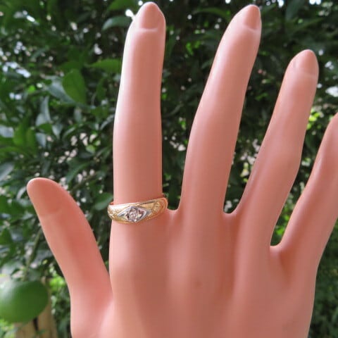 ヴィンテージ K18プラチナコンビ　ダイヤモンドリング