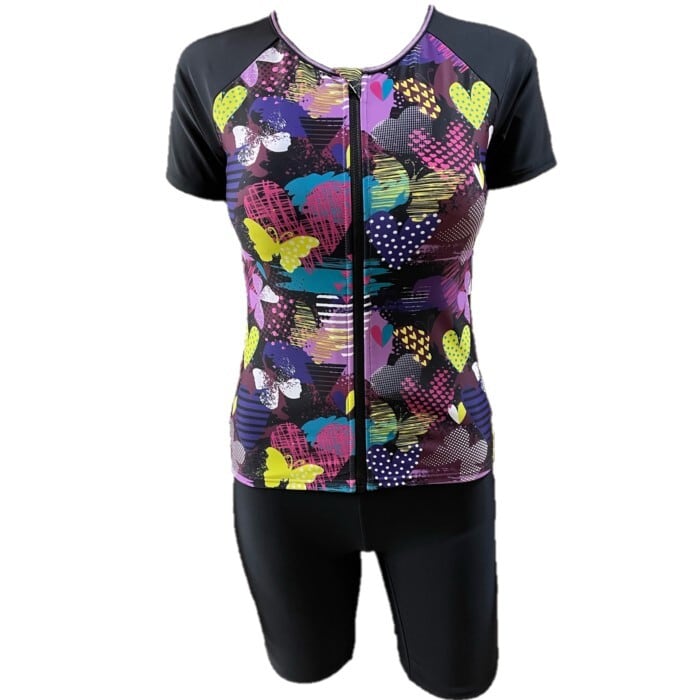 WV-425412 npフィットネス水着 そで付きセパレート 上下セット 総裏地