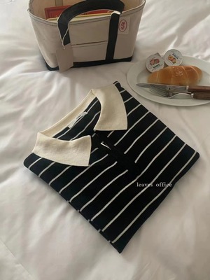 襟付きボーダートップス AJ2085-I001