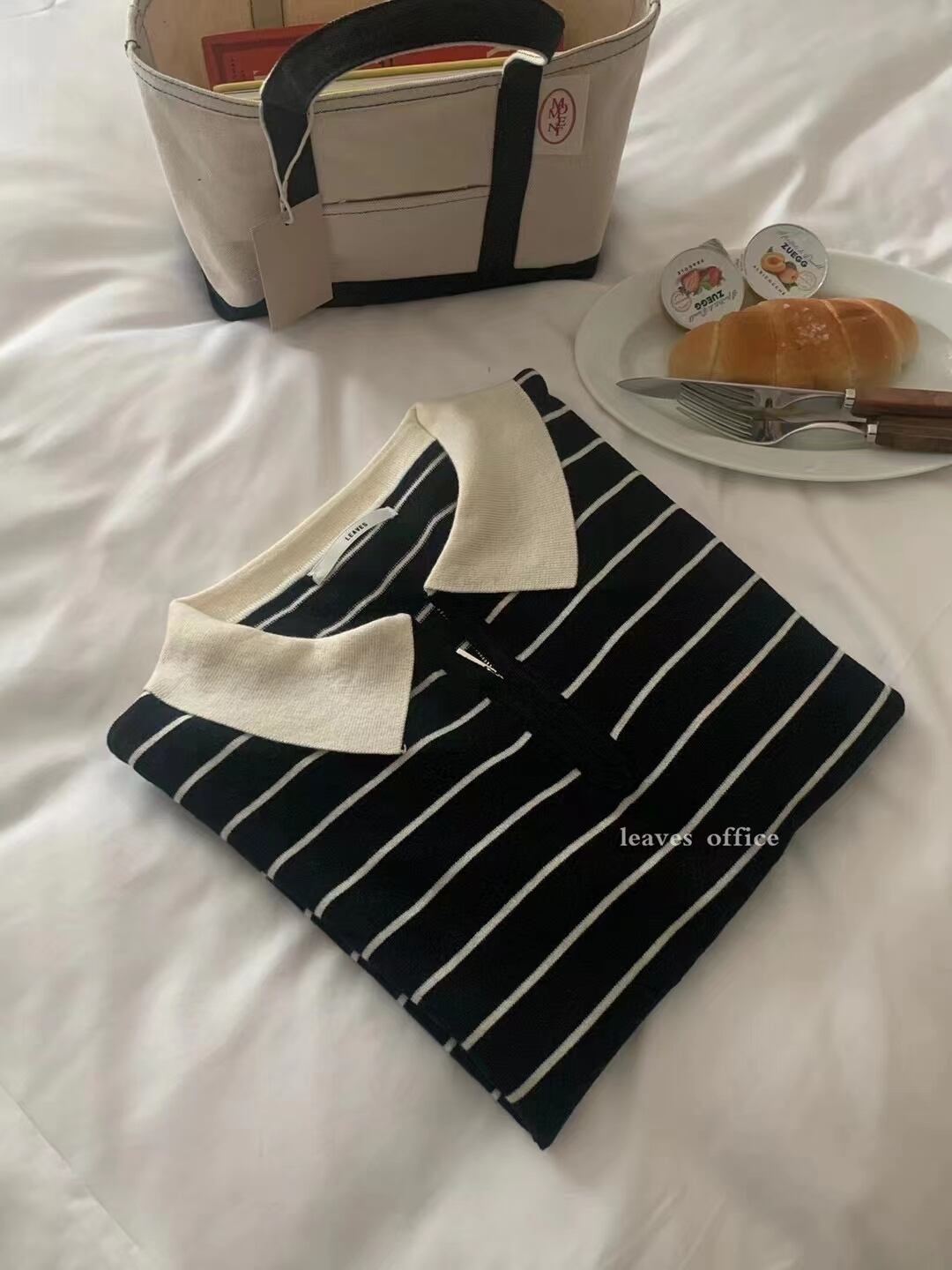 襟付きボーダートップス AJ2085-I001