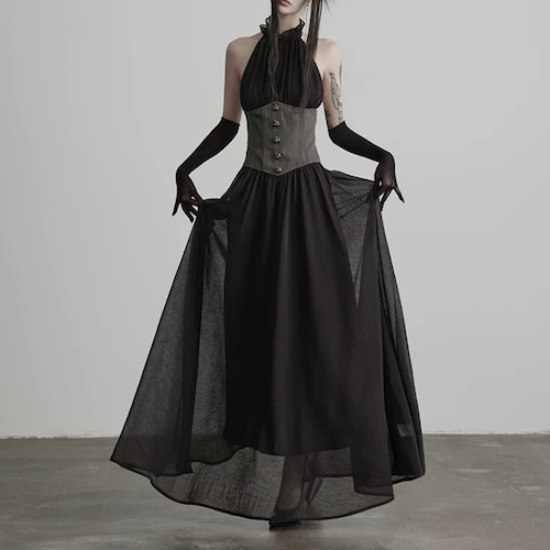 Frill halter corset dress C1531
