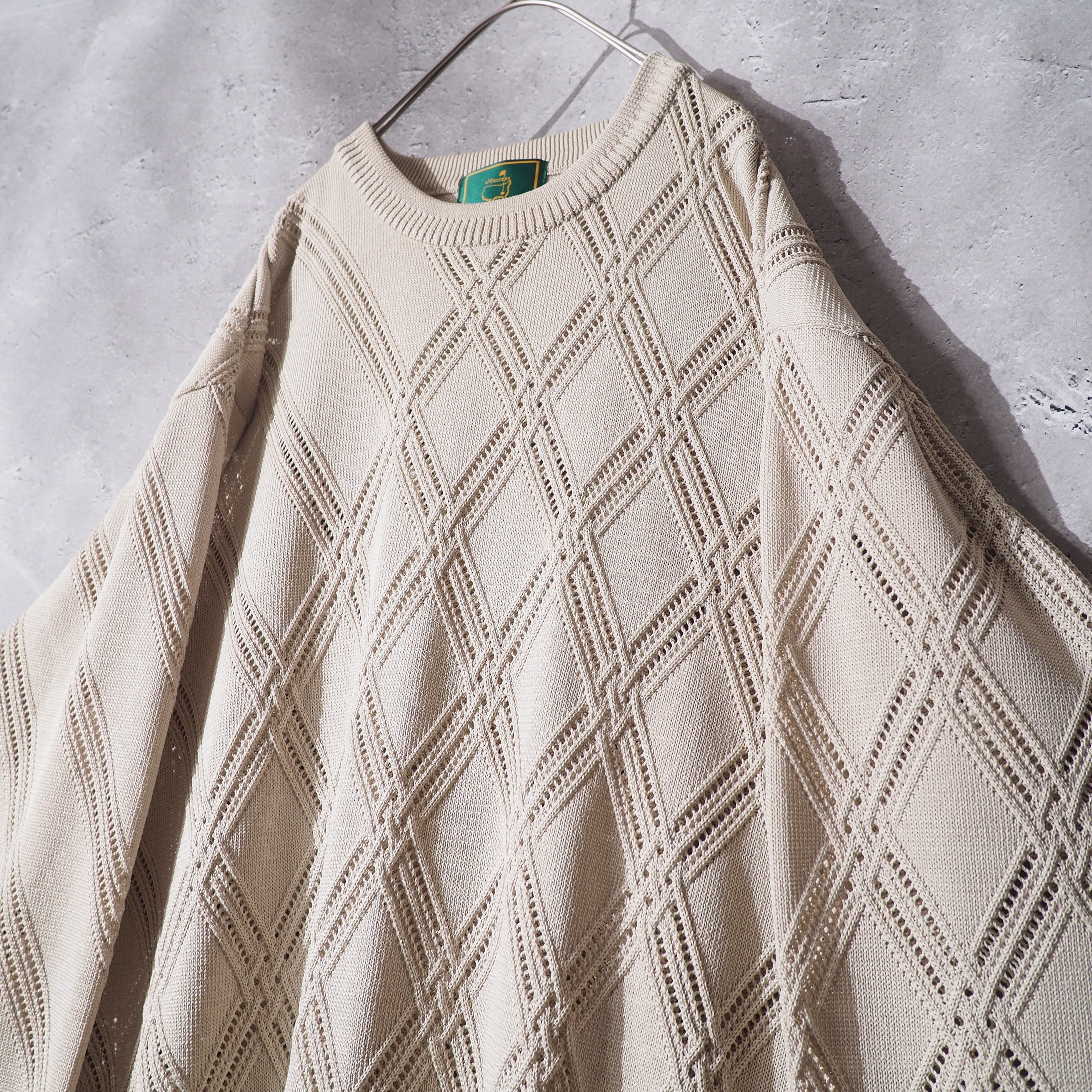 1990s Switching Mesh Embossed Vintage Loose Knit