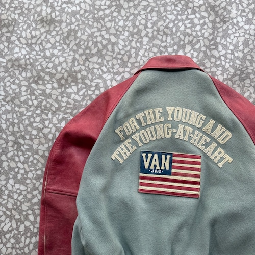 VAN / 90′s - leather VARSITY Jacket sizeFREE M-L相当