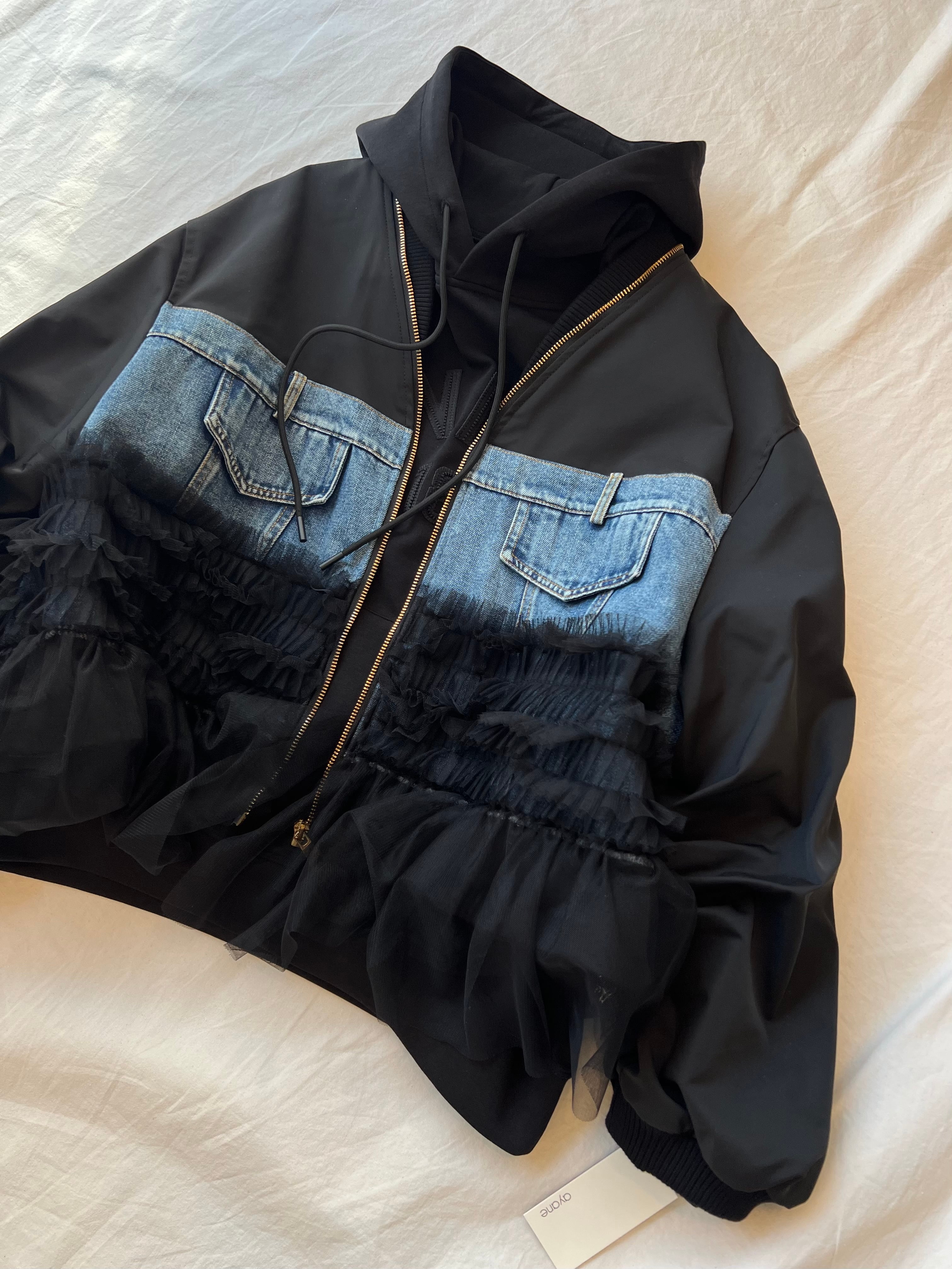 MICALLE MICALLE 】 デニムドッキングチュールブルゾン（ MMG153JCC