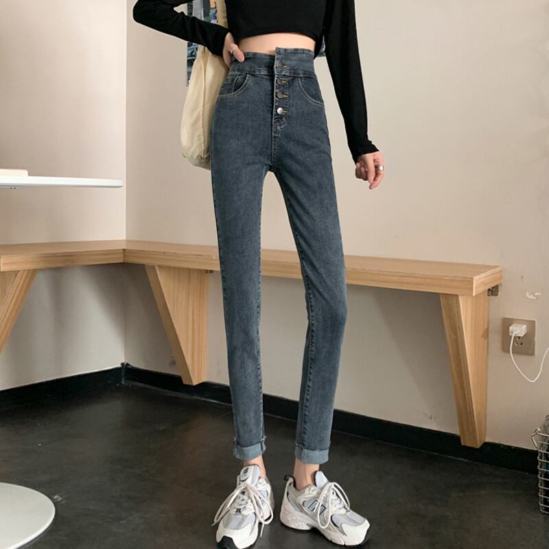 パンツ スプリングオータムハイウェストジーンズ 薄手 春物 秋物 試着室22793357045