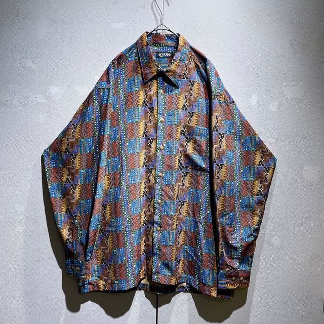1990s Psychedelic art pattern  Design Drape loose shirt