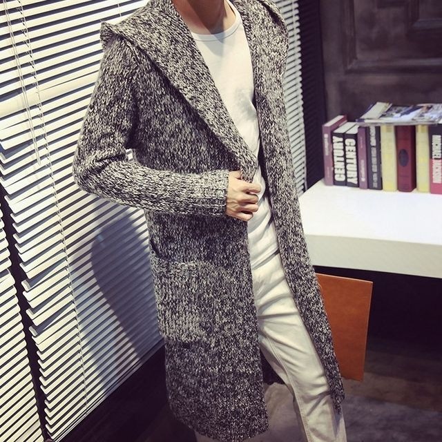 予約販売 ニットコート カーディガン ロング丈 フード付き メンズ ロングカーディガン 長袖 ブラック ブラウン ワインレッド 防寒 お洒落 カジュアル 秋冬 暖かい M L Xl 2xl 3xl Favoriteselect