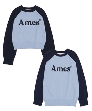 [AMES-WORLDWIDE] BASIC RAGLAN PULLOVER KNIT BLUE