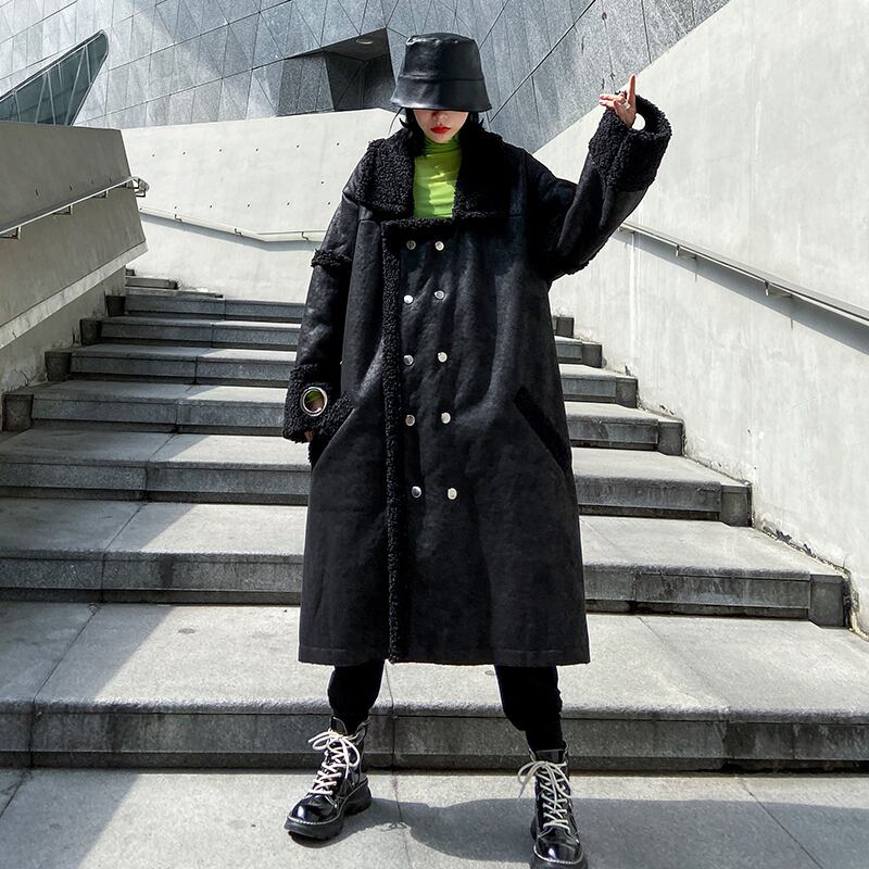 ファーウールコート ウィンターロングルーズレディース 大きめサイズ 冬物 ラブタオタオダレンハウス48129153017
