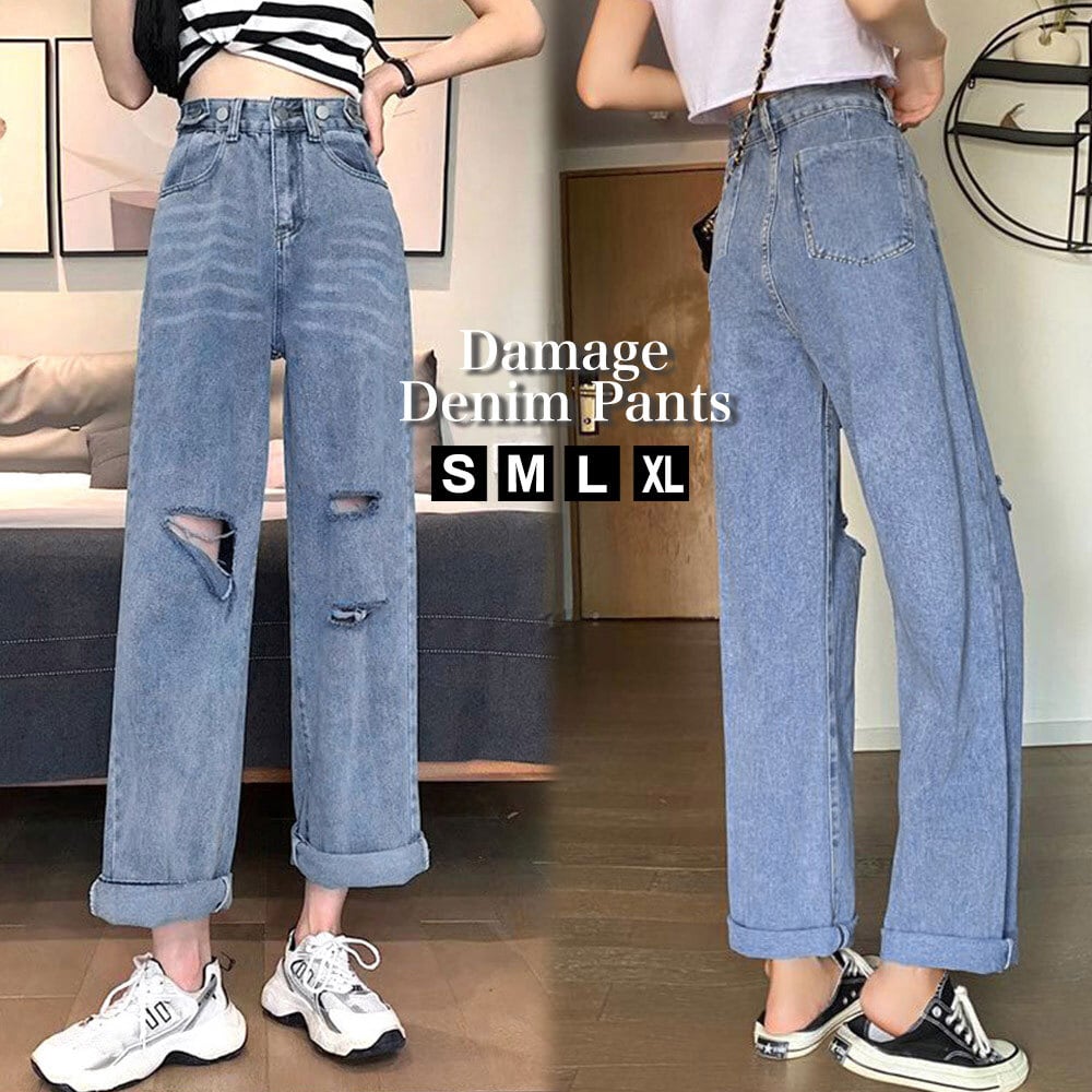 ダメージ デニム パンツ レディース ジーンズ ストリート系 アメカジ系