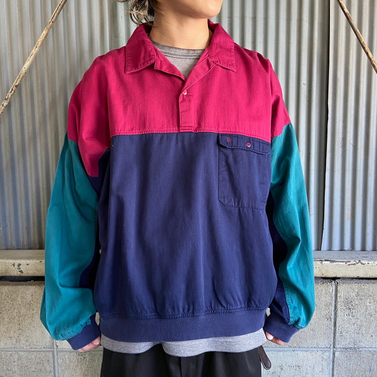 クリスチャン ディオール / コットン長袖シャツ ロゴ刺繍 フランス製 37 青 Christian Dior（クリスチャン・ディオール） ヴィンテージ シャツ