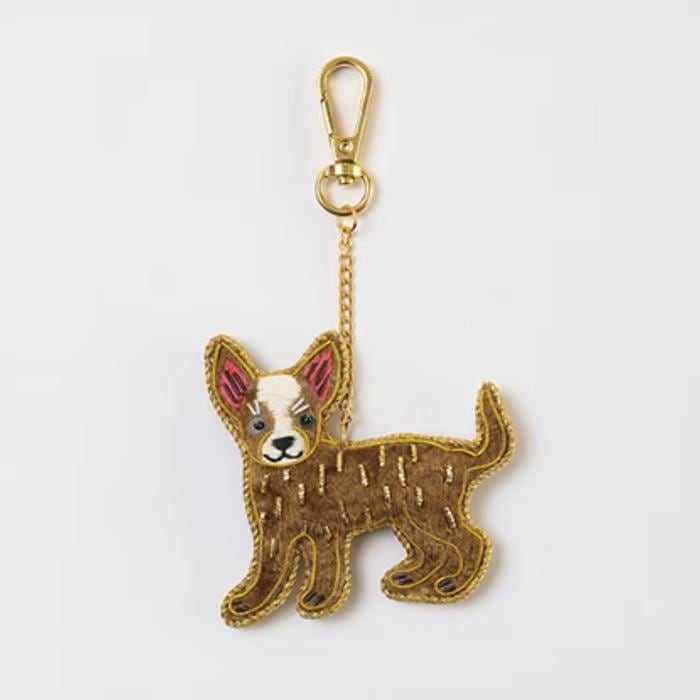 ザリ刺繍キーホルダー チワワ m21-2997 バッグチャーム 犬 DOG ビーズ