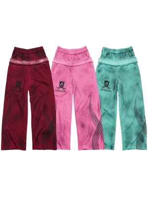 【STARTEXCEEDEND】DOUBLE WAIST EMBROIDERED WIDE LEG SWEATPANTS